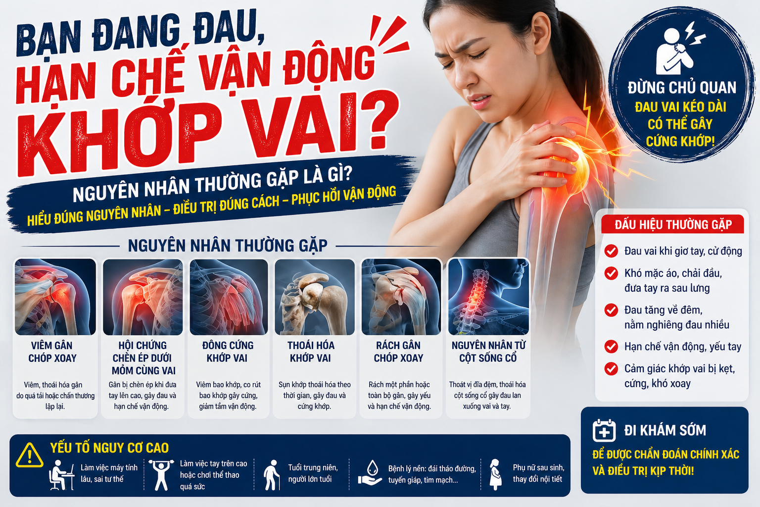 ĐAU, HẠN CHẾ VẬN ĐỘNG VAI- NGUYÊN NHÂN THƯỜNG GẶP LÀ GÌ?
